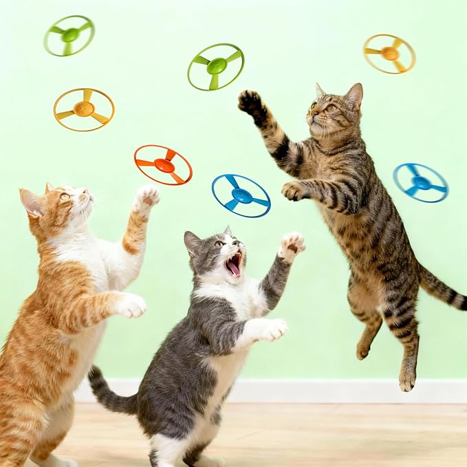 Cat Toy Launcher,Cat Fetch Toy & Hunting Toys for Indoor Cats,Cat Toys Set with 8 Launch Discs,Funny Interactive Cat Toys for Bored Indoor Cats