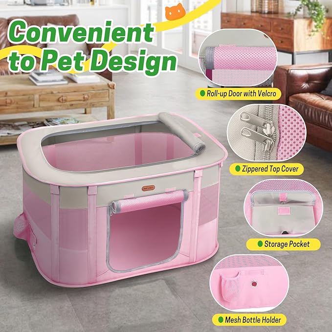 Foldable Pet Playpen - Cat & Puppy Playpen, Travel Dog Crate with Carrying Case, Cat Tent Dog Pen for Outdoor Camping Use