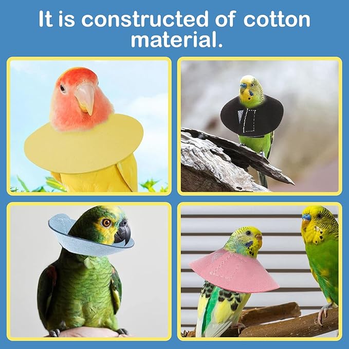 4Pack Bird Cone Collar, Anti-Grab Feather Plucking Wound Healing Safety Elizabethan Collar, Protective Recovery Cones for Budgerigar Cockatiel Lovebirds Cockatoo Parrots (XS)