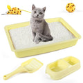 Pawise Cat Starter Kit Includes 4PCS Kitty Supplies, Great for Small Kitties, 14.5x10.5 Inch (Yellow)