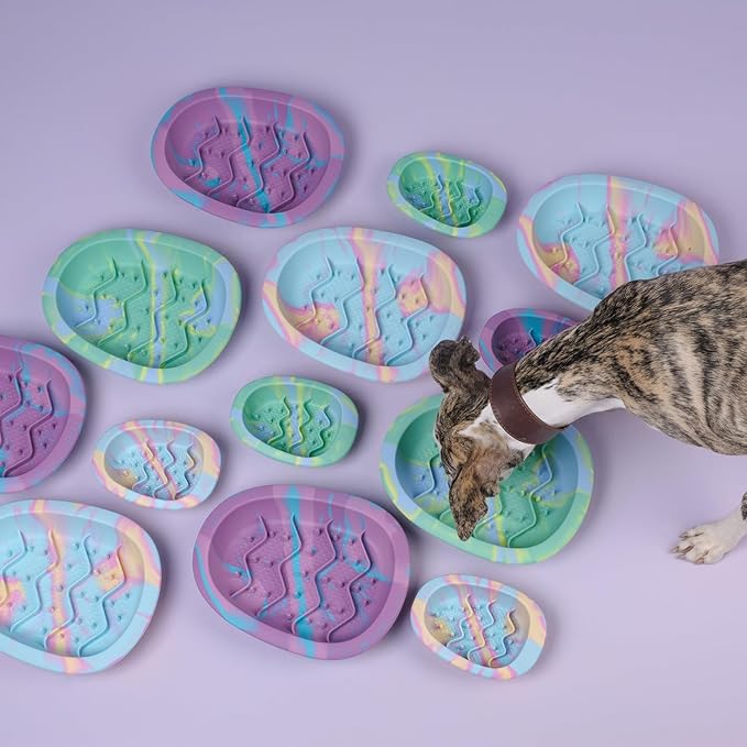 CHEWFFON Interactive Dog & Cat Lick Mat Bowls, BPA-Free Silicone Dog Slow Feeder Bowl with Suction Cups, Non Slip Food Bowl for Dogs and Cats, Reduces Boredom and Anxiety, Dishwasher Safe, Lavender
