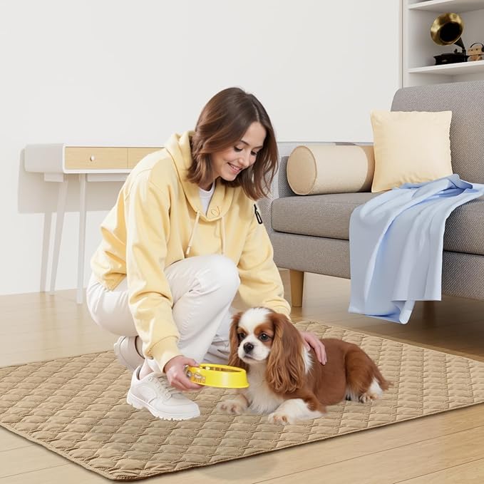 Smiry Waterproof Dog Bed Cover Blanket, Soft Reversible Pet Blanket, Washable Leakproof Cats Dogs Couch Cover for Sofa, Couch, Furniture (82x102 Inch, Camel/Beige)