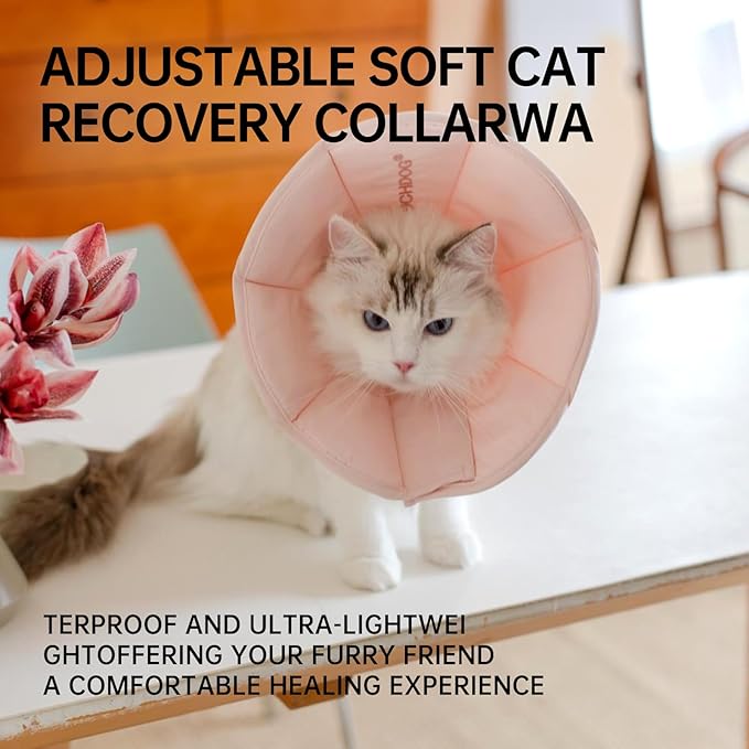 Touchdog Soft Cat Cone Collar, Waterproof Recovery Collar for Cats After Surgery, Lightweight Elizabethan Collar for Kittens, Small to Large
