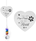 Pet Memorial Suncatcher - Memorial Sympathy Ornament - Paw Suncatcher Rainbow Bridge Gifts - Pets Loss Crystal Decor - Mother's Day for Pet Owner Cat Mom Dad Dogs Parents