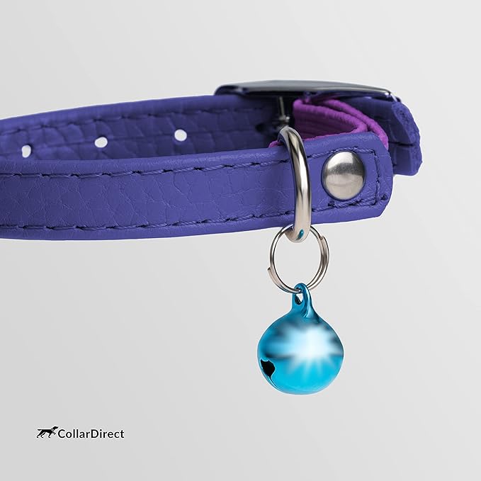 CollarDirect Leather Cat Collar with Removable Bell – Safety Elastic Strap (Breakaway Alternative) – Kitten Collar for Small & Big Boy & Girl Cats