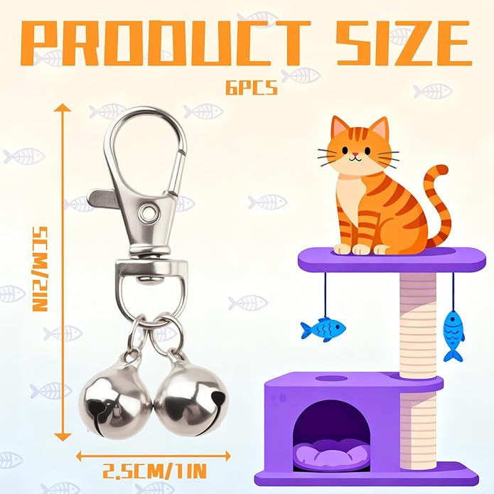 6 Pcs Mini Cat Collar Bell, Silver Dog Collar Bells for Small Dogs, Pet Jingle Charm Bells for Collar Pet Ornament Training Accessories