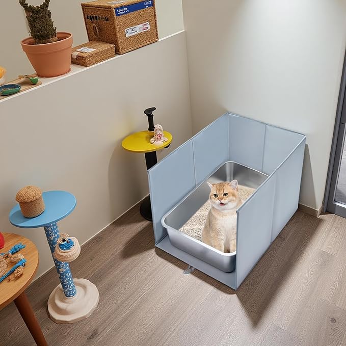 Cat Litter Box Cover with Bottom Mat, Waterproof, Scratch Resistant, Universal Size Litter Box Enclosure, Kitty Privacy Enclosure, Upgraded All-in-One Shield, Cubierta Caja de Arena para Gatos