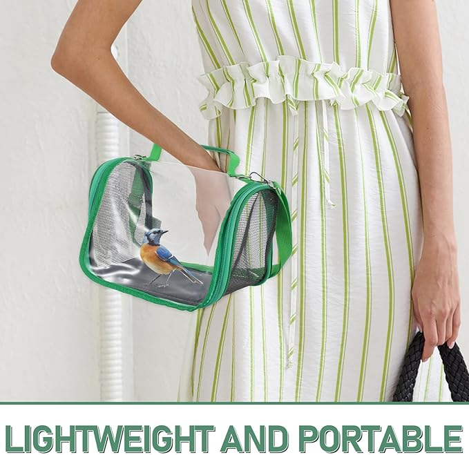 GALPADA Portable Parrot Carrier Bird Travel Cage Small Green Handheld Transport Bag for Outdoor Use Suitable for Parakeets Cockatiels and Small Birds