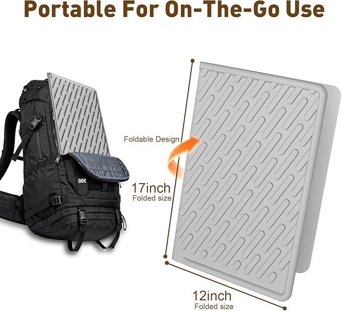 Cat Litter Mat with Grooves & Raised Edge, Urineproof/Waterproof, Foldable, Litter Scattering Control, Easy to Clean & Recycle (24 * 17in-Grey-1 Pack)