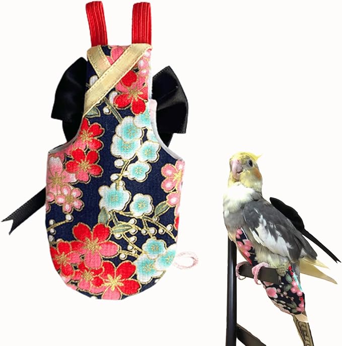 Bird Flight Suits Diapers, Parrot Flight Suits Diapers for Quaker Parakeets Cockatiels Flight Suits, Parrot Clothes (Black,XS)