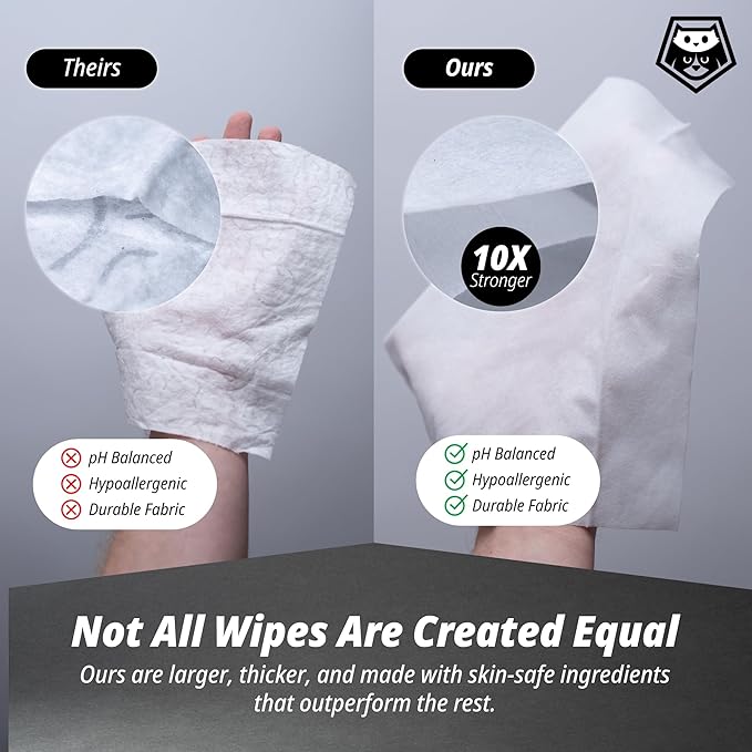 Plant-Based Dog Wipes – Extra Thick, Large, Hypoallergenic, Fragrance-Free Grooming Wipes for Paws & Coats, 20 Count Adventure Pack