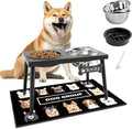 Metal Raised Dog Bowl Stand for Large and Medium Dogs, Elevated Dog Bowls with Sprill Proof Mat ＆ Slow Feeder, Pet Food Bowls 10" Tall Dogs Feeder (58OZ-Stainless Steel Pet Bowl, Mat-16x24in)