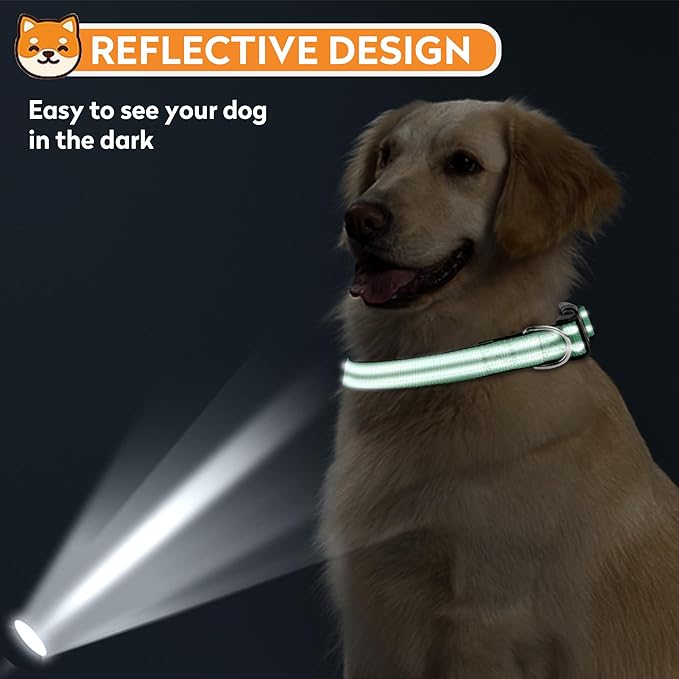 Reflective Dog Collar, Adjustable Soft Neoprene Padded Nylon Pet Collars with Buckle for Extra Large Dogs, Dark Green,XL