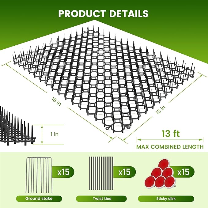 Ley's 10 Pack Scat Mat for Cats, 16 X 13 in Digging Deterrent for Dogs, Cat Deterrent with Spikes Outdoor & Indoor, Anti Cat Mat for Yard, Garden Fence Animal Barrier