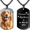 QYH Personalized Pet Memorial Necklace with Picture - Custom Loss of Dogs Keepsakes Necklacea with Message Laser Engraved Cat Necklace Customized Gifts for Pet Lovers (UV-Necklace)