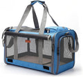 19" L x 10.5" W x 11.5" H Inches Cat, Dog Carrier for Pets Up to 20 Ibs, Washable，Soft Sided，Collapsible Travel Puppy Carrier. (Blue)