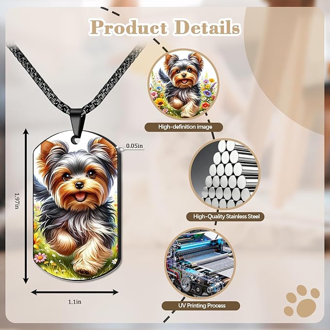 QYH Personalized Pet Memorial Necklace with Picture - Custom Loss of Dogs Keepsakes Necklacea with Message Laser Engraved Cat Necklace Customized Gifts for Pet Lovers (UV-Necklace)