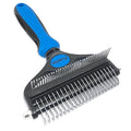 2-in-1 Dematting Brush for Dogs & Cats - Stainless Steel Detangling Comb with Ergonomic Handle - Safe Grooming Tool for Mats, Shedding, Tangled Fur