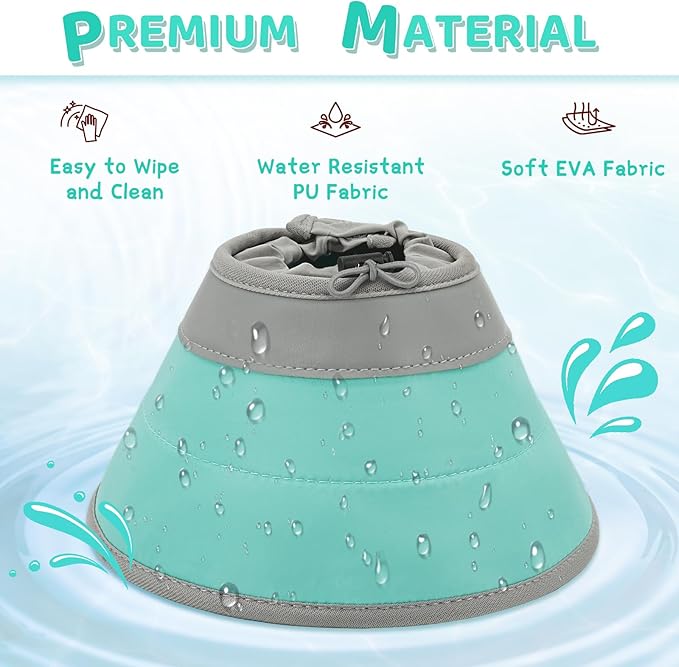 Cat Cone Collar Soft to Stop Licking, Adjustable, Foldable Lightweight Kitten Cones After Surgery Recovery for Cats & Kittens, Cat Cone Alternative (Solid Green, M)