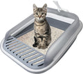 VCEPJH Collapsible Litterbox with High Sides Small Cats Litter Pan with Scoop Open Cat Litter Box Portable Travel Kittens Toilet Kitten Starter Kit for Kittens Adult and Elderly Cats (Grey)