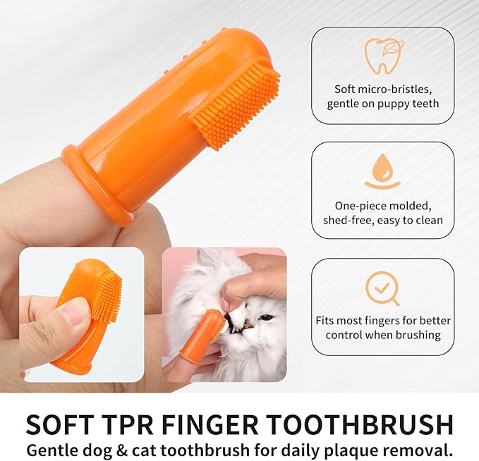 Dog & Cat Toothpaste Kit with Toothbrush & Finger Brush – 100g Vanilla Flavor Pet Toothpaste – Helps Reduce Plaque, Freshen Breath & Support Healthy Gums – Puppy & Adult Pet Dental Care