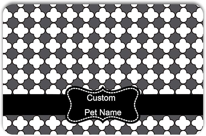 Personalized Dog Cat Food Mat PU Non-Slip at The Bottom Dog Bowl Mat Dog Mat for Food and Water Custom Pet Dog Food Mats for Floors Waterproof (Dot)