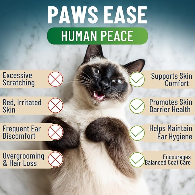 Cat Allergy Relief for Cats, 200 Cat Itchy Skin Allergy Relief Chews for Immune Support & Seasonal Allergies, Anti-Itch Relief for Cats Paws, Eyes, Ears, Stop Licking & Scratching, Chicken Flavor