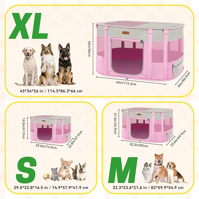 Foldable Pet Playpen - Cat & Puppy Playpen, Travel Dog Crate with Carrying Case, Cat Tent Dog Pen for Outdoor Camping Use
