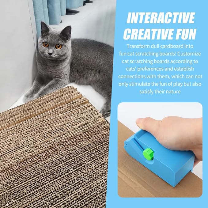 Cardboard Cutter for Cat Scratchers with 10pcs Blade, 3D Printed Kitten Shaped Cutter, DIY Cat Scratchers Cardboards Strip Tool, Cardboard Cutting Machinefor Cats Lovers