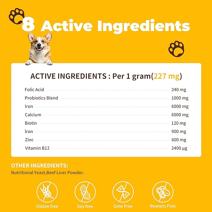 Heart Support Supplement for Dogs Aids B12& Folate Circulatory Strength, Antioxidant Cardiovascular Support, Heart Muscle Function Support DNA Synthesis & Seeking Health Prenatal 4.2oz Powder
