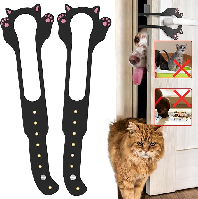 Cat Door Latch Holder,【8 Adjustable Sizes】 Stronger Flex Cat Door Stopper, Keep Door Open 1.5" to 8", Let's Cats in and Keeps Dogs Out of Litter & Food, No Tool Required & No Wall Damage