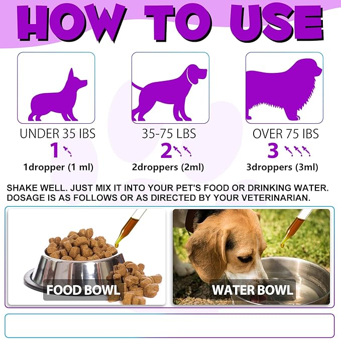 Dog Vitamins and Supplements, Dog Vitamin Liquid for Hip and Joint, Skin Coat, Skin Health, Gut Health, Heart Health, 15 in 1 Multivitamin for Dogs All Breeds and Ages, Dogs Herb Supplement (60ml)
