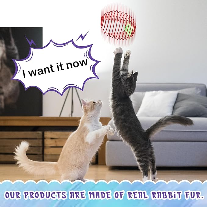 Jecery 5 Pcs Cat Spring Balls Toys Stretchable Rolling Balls Colorful Playful Coils Interactive Action Toy Caged Rats for Kitten Pet Supplies (Feathered Radish,Multicolor)