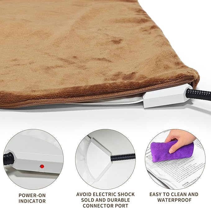 NAMOTEK Pet Heating Pad, Safe Electric Heating Pad for Dogs and Cats Indoor Warming Pad with Auto Constant Temperature 15.7" x 12"