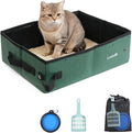 Luxtude Portable Litter Box for Cats, Collapsible Travel Litter Box for Cats in Car, No Smell, Waterproof and Easy Clean, No Leakage for Car, Hotel (Green, Medium)