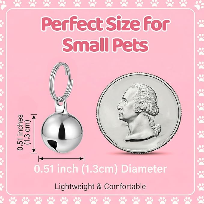 8 Pack Pet Bells for Dog Cat Bells Collar Charm for Puppy Pet Pendant Accessories Anti-Lost Training Bell for Collars Dogs Training Bell Collar for Dogs and Cats DIY Crafts Decorations Silver
