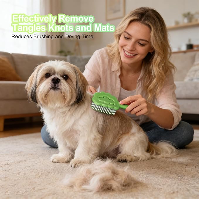 Cloud Shape Small Dog Grooming Brush - Soft Bristle Dog Brush - Ideal Gentle Puppy Hair Brushes for Maltese and Small Breeds- Perfect for Shih Tzus, Yorkies, and Maltipoos (Green)