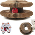 Foldable Accordion Cat Scratcher Toy with Bell Ball, Recyclable Corrugated Cardboard Interactive Scratching Pad for Indoor Cats & Kittens, 1 Pack (Pink)