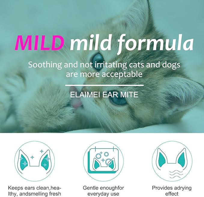 Ear Mite Treatment for Dogs, Dog Ear Infection Treatment, Dog Ear Drops for Itchy Ears Relief, Ear Care for Dogs and Cats, Safe for Pets 1 Pack