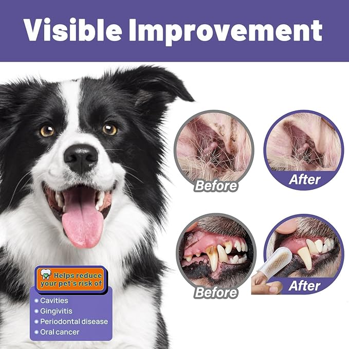 Disposable Pet Cleaning Finger Wipes, Easy Cleaning for Dog/Cat/Rabbit Pets Eye Dirt, Ear Dirt, Teeth Food residues, etc., Compact and mild Non-irritating no Odor, 50 Count