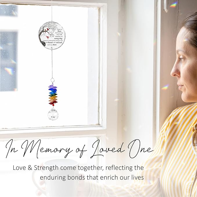 Memorial Suncatcher Ornament Sympathy Gift for Loss of Loved One - Crystal Rainbow Maker - Those we Love Don't go Away - Hanging Crystal Decor - Loss of Family Pet