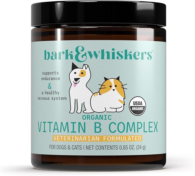 Bark & Whiskers Organic Vitamin B Complex - B Vitamins for Energy & Nervous System Support - for Cats & Dogs - USDA Certified - 0.85 oz