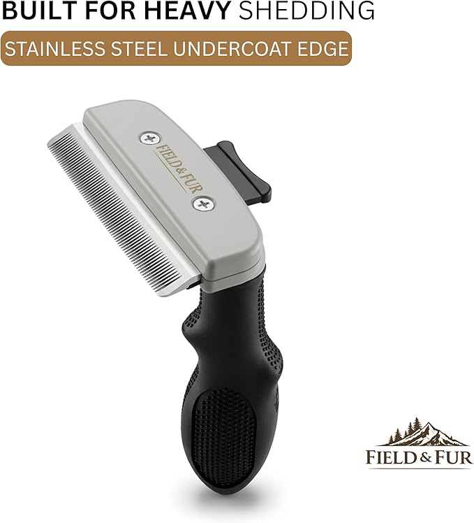 Dog Grooming Kit – Deshedding Tool & Slicker Brush Set for Undercoat Removal, Shedding Control & Detangling – Stainless Steel Grooming Tools – FIELD & FUR Complete Coat Care System