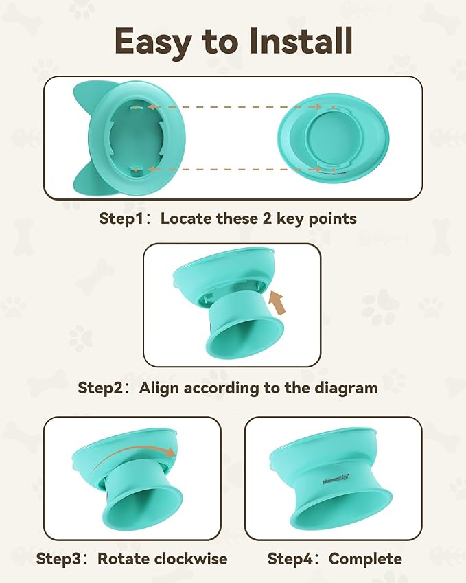 MateeyLife Elevated Cat Bowls, 2P Raised Food and Water Bowl Set for Indoor Cats & Small Dogs, Whisker Fatigue Cat Bowl, Anti Vomit Feeding Pet Bowls, 6 oz Each, Dishwasher Safe - Pink & Green