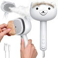 Self Cleaning Shedding Steam Cat Brush, Silicone Scraper Included Dog Brush, Adorable Bear Design, primecat, Cat Brushes for Shedding, USB Rechargeable, for Grooming & Haired Pets, Dogs & Cats, White
