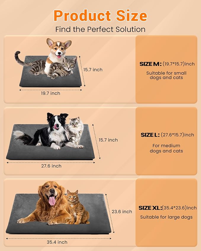PETNF Outdoor Pet Heating Pad for Cats & Dogs, 100.4-107.6°F Auto Temp Control, Waterproof Fireproof, for Cat House/Dog Kennel/Carport, Fits Domestic & Stray Pets (Gray 15.7"X19.7")