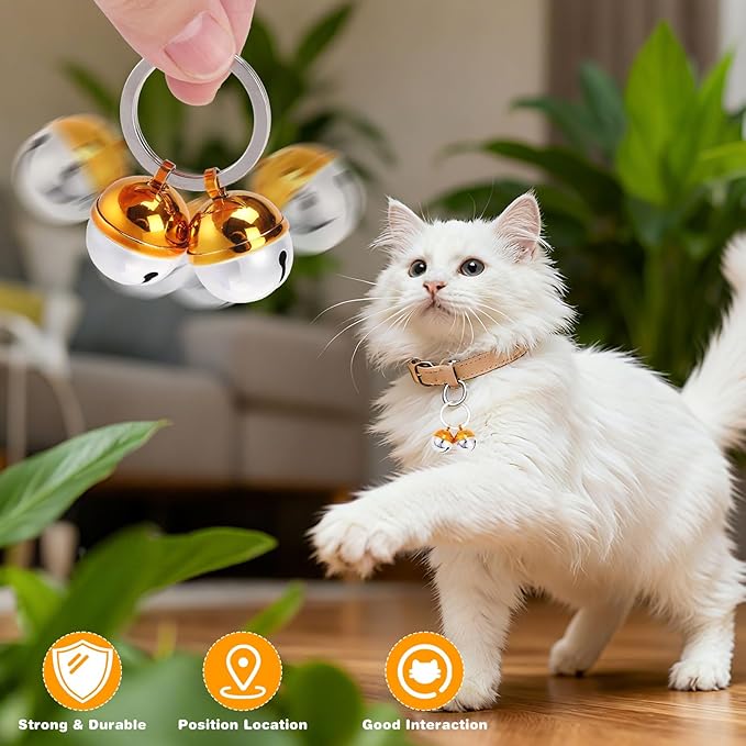 EXPAWLORER Pet Bells for Cat Collar - Extra Loud Dog Cat Collar Accessories Bells, Color Blocking Pet Jingle Ornament Training Pendant Neck Decoration, Tracker for Saving Birds, Silver 1 Pack