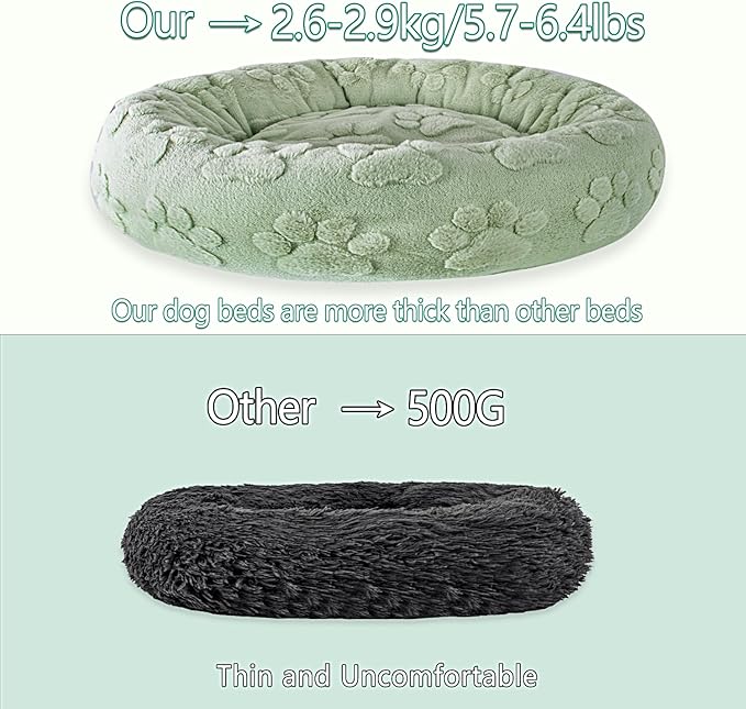 39 Inch Calming Dog Bed for Large Dogs, Round Anti-Anxiety Warm Bed, Soft Cozy Anti-Slip Donut Washable Pet Bed, Fits up to 100 lbs Pets
