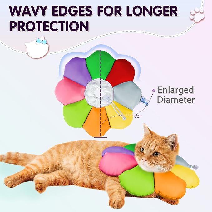 ANWA Cat Cone Collar Soft, Waterproof Cat Recovery Collar, Adjustable Soft Cone for Cats After Surgery