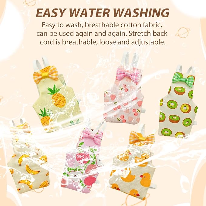 6 PCS Bird Diaper, Parrot Diaper Flight Suit, Cute Pigeon Pants, Waterproof Inner, Reusable, Suitable for Conure, Lovebird‌‌, Parakeet‌, Budgerigar, Pet Chicken&Duck, Guinea Pig